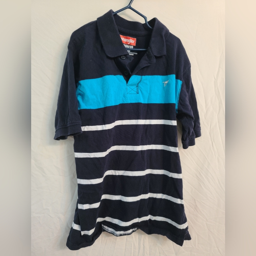 Wrangler boys blue striped polo shirt